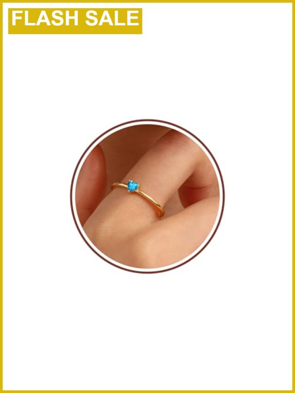 14K Gold Plated Heart Birthstone Ring Dainty Stackable Gift